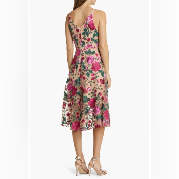 Sam Edelman V- Neck Floral Prom wedding guest Women’s 12 embroidered midi dress - Picture 7 of 7